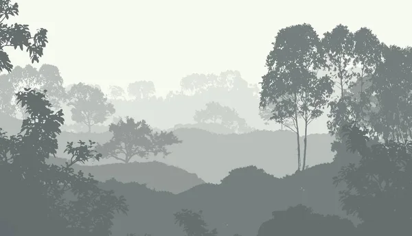 Abstrakcyjnych Sylwetek Mglistych Wzgórz Drzew — Zdjęcie stockowe