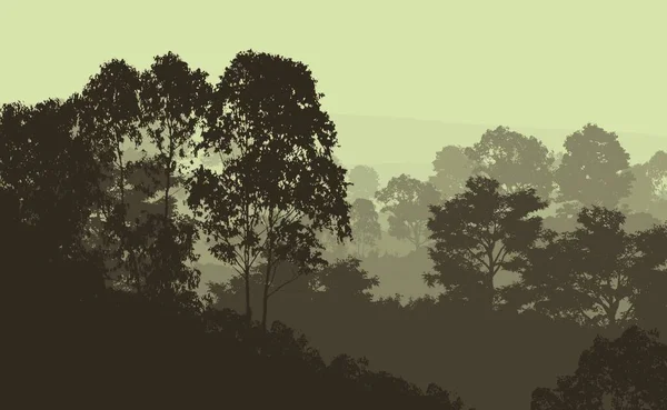 Абстрактные Силуэты Туманных Холмов Деревьев — стоковое фото