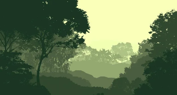 Silhuetas Montanhas Abstratas Com Árvores Nebulosas Floresta — Fotografia de Stock