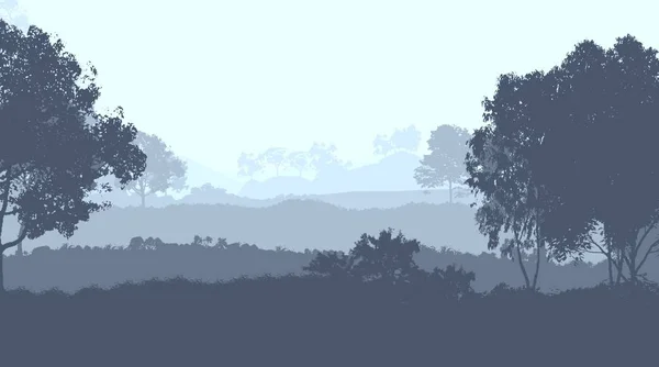 Abstract Mountains Silhouettes Misty Woodland Trees — Stock Photo, Image