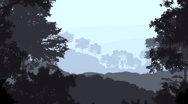 Silhuetas Montanhas Abstratas Com Árvores Nebulosas Floresta — Fotografia de Stock