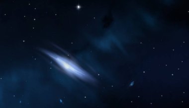 Evren yıldız ve gazla dolu. Uzak evren İllüstrasyon.  