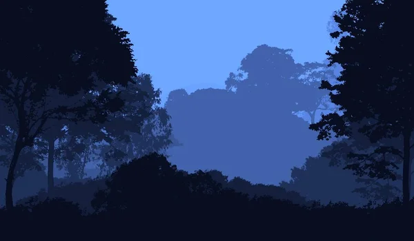 Silhuetas Abstratas Colinas Nebulosas Árvores — Fotografia de Stock