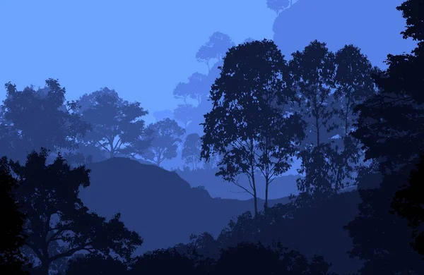 언덕과 나무의 추상적 실루엣 — 스톡 사진