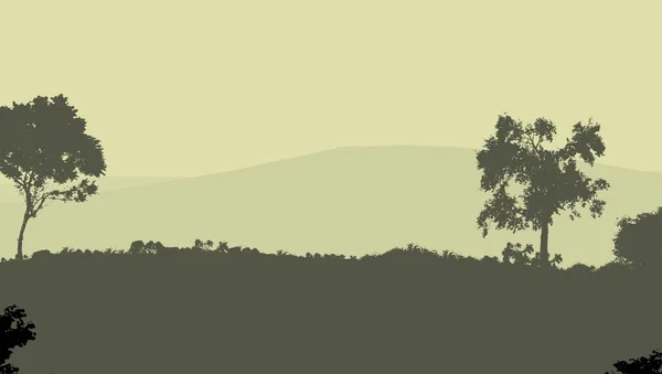 Abstract Silhouettes Hills Trees Haze — Stock Photo, Image