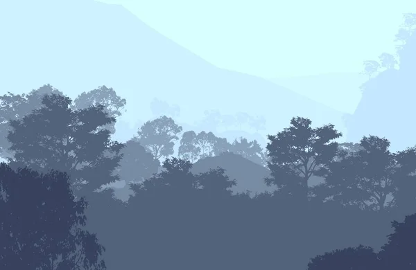Abstrakte Silhouetten Von Hügeln Und Bäumen Dunst — Stockfoto