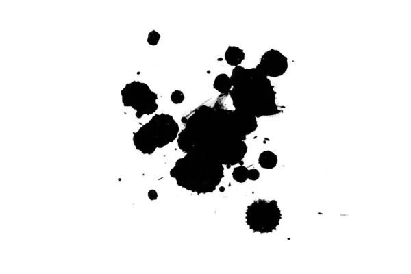 Illusztráció Fekete Tintával Fröccsenő Folyadék Festési Splatters Fehér Háttérrel — Stock Fotó