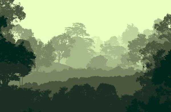 Siluetas Abstractas Colinas Árboles Neblina —  Fotos de Stock
