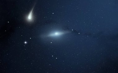 Derin uzay yıldız alanı. Evren yıldızlarla ve gazla dolu. çok uzak bir evren çizimi.  