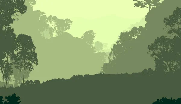 Silhuetas Abstratas Colinas Árvores Neblina — Fotografia de Stock