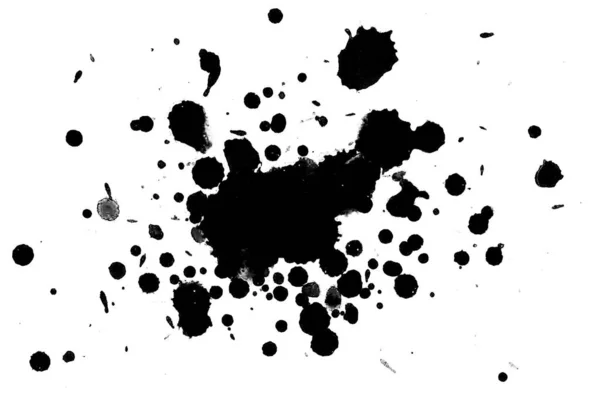 Abbildung Schwarze Tinte Spritzt Farbspritzer Auf Hellem Material Schwarze Und — Stockfoto