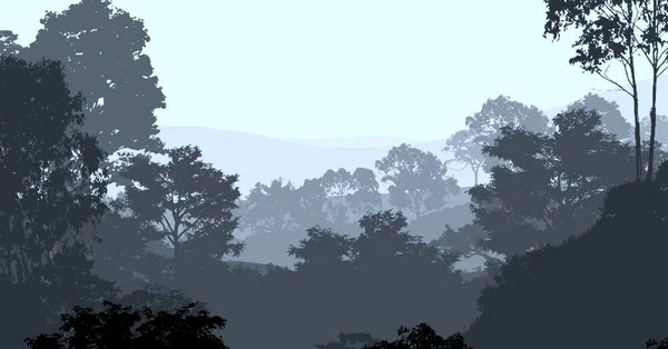 Abstrakte Silhouetten Von Hügeln Und Bäumen Dunst — Stockfoto