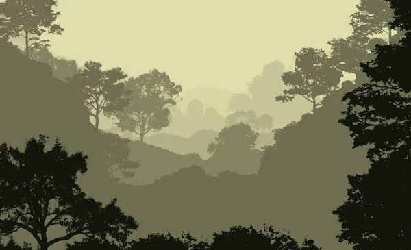 Abstracte Silhouetten Van Heuvels Bomen Haze — Stockfoto