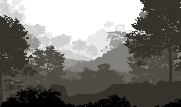 Silhouettes Abstraites Montagnes Brumeuses Arbres — Photo