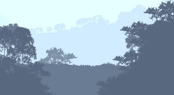 Silhuetas Abstratas Montanhas Nebulosas Árvores — Fotografia de Stock