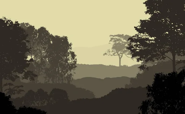 Abstrakte Silhouetten Von Bergen Und Nebel Und Bäumen — Stockfoto
