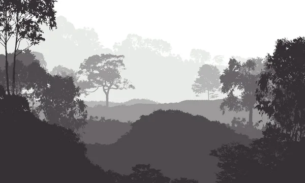 Abstract Silhouettes Mountains Hazy Trees — Stock Photo, Image