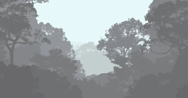 Abstract Silhouettes Mountains Hazy Trees — Stock Photo, Image