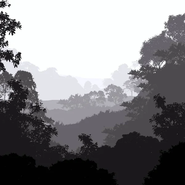 Abstract Silhouettes Mountains Hazy Trees — Stock Photo, Image