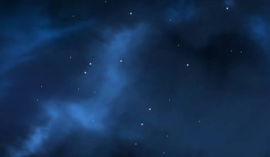 2d illüstrasyon. Gerçekçi yıldız deseni arka planı. Yıldızlararası uzayı boşaltın. Parlak yıldızlar yanıp söner, gezegenler, uydular. Çeşitli bilim kurgu yaratıcı fon. Uzay sanatı. Hayali kozmik fon.