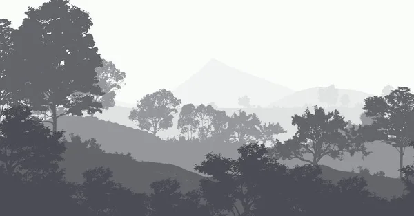 Абстрактні Гори Туманними Лісовими Деревами Силуети — стокове фото