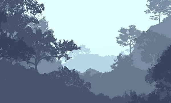Абстрактні Пагорби Лісовими Деревами Силуети Тумані — стокове фото