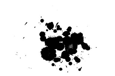 2d illüstrasyon. Siyah mürekkep sıçramaları. Parlak malzeme üzerine boya sıçramaları. 