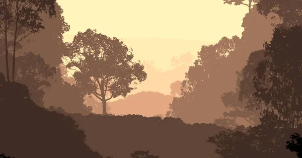 Abstract Woodland Landscape Hazy Trees Silhouettes — Stock Photo, Image