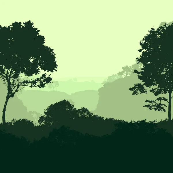 Абстрактный Лесной Пейзаж Туманными Деревьями Силуэты — стоковое фото