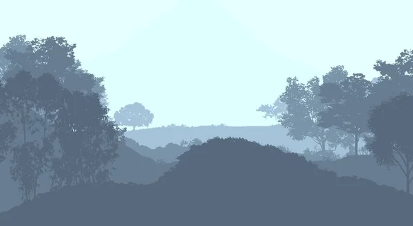 Абстрактный Лесной Пейзаж Туманными Деревьями Силуэты — стоковое фото