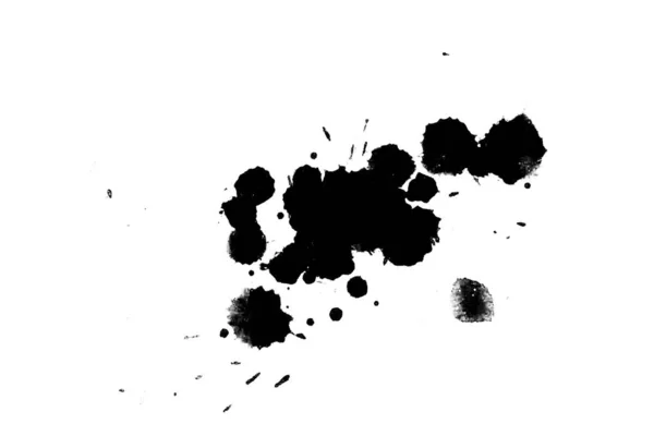 Illustration Black Ink Splashes Paint Splatters White Background — Stock Photo, Image