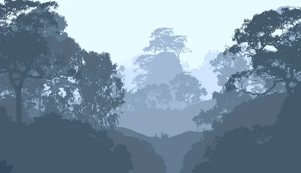 抽象林地景观与朦胧的树木剪影 — 图库照片