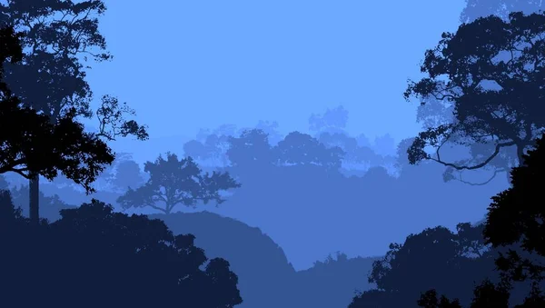 Krajobraz Leśny Zamoczonych Drzew Sylwetki — Zdjęcie stockowe