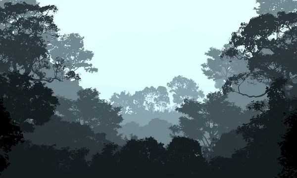 Abstrakte Waldlandschaft Mit Nebligen Baumsilhouetten — Stockfoto
