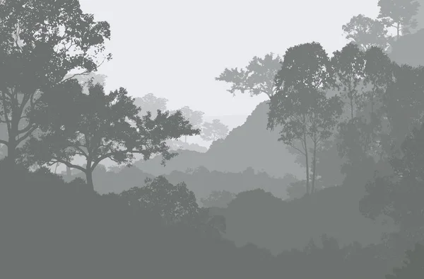 Абстрактный Лесной Ландшафт Туманными Силуэтами Деревьев Копировальное Пространство — стоковое фото