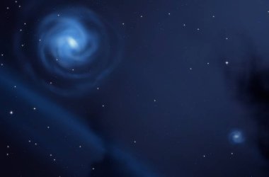 Evren yıldız ve gazla dolu. Uzak evren İllüstrasyon.  