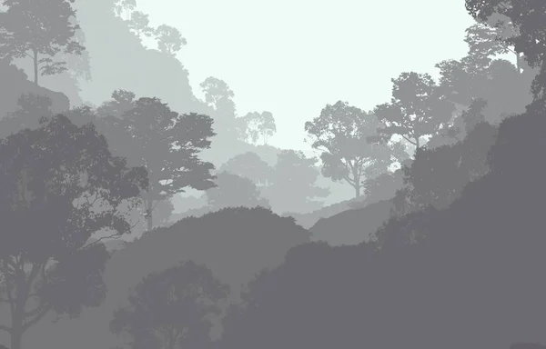 Abstract Woodland Landscape Hazy Trees Silhouettes Copy Space — Stock Photo, Image