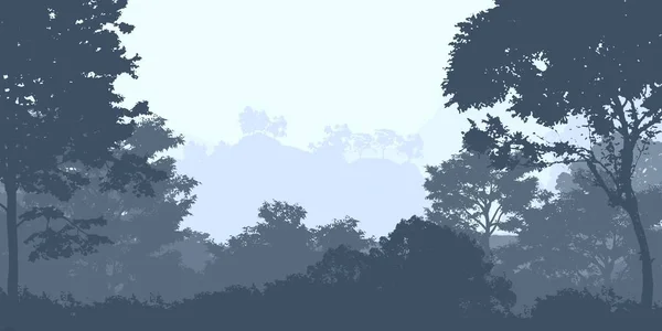 Abstraktní Lesní Krajina Mlhavou Siluetami Stromů Kopírovací Prostor — Stock fotografie