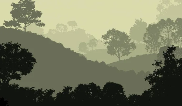 Abstract Bos Landschap Met Hazige Bomen Silhouetten Kopieer Ruimte — Stockfoto