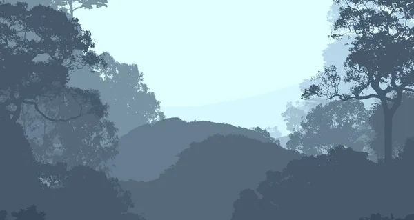 Abstract Woodland Landscape Hazy Trees Silhouettes Copy Space — Stock Photo, Image