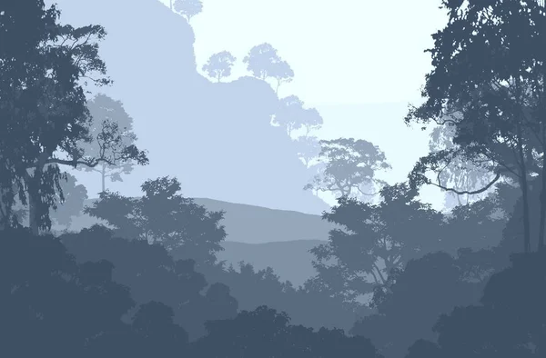 Abstrakt Kuperat Skogslandskap Med Hazy Trees Med Kopiera Utrymme — Stockfoto