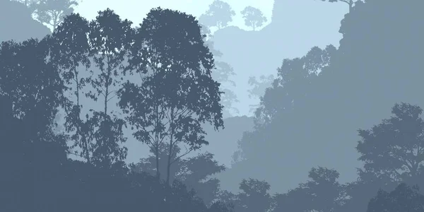 Górzysty Krajobraz Las Zamoczone Drzewa Przestrzeni Kopiowania — Zdjęcie stockowe