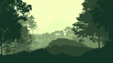 sisli ağaçlar ve tepeler ile doğal soyut arka plan