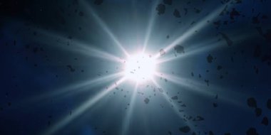 2D çizim. Derin geniş uzay. Parlak yıldızlar, gezegenler, uydular. Çeşitli bilim kurgu yaratıcı arka planlar. Uzay sanatı. Uzaylı güneş sistemleri. Uzaktan. Gerçekçi arka plan derin evren.