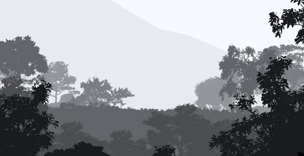 Fundo Abstrato Natural Com Árvores Nebulosas Colinas — Fotografia de Stock
