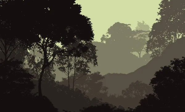 Naturalne Abstrakcyjne Tło Mgliste Drzewa Wzgórza — Zdjęcie stockowe