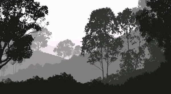 Природний Абстрактний Фон Туманними Деревами Пагорбами — стокове фото