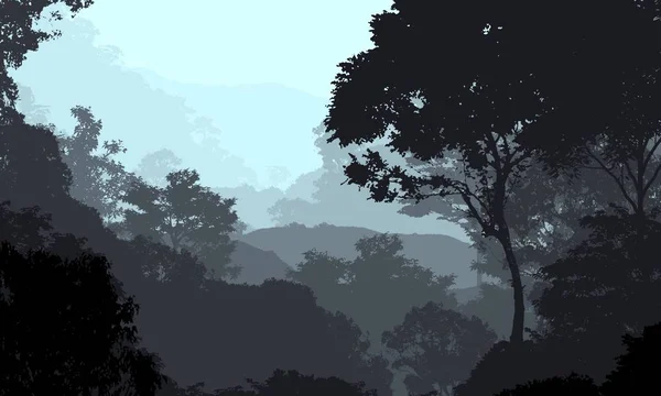 Fundo Abstrato Natural Com Florestas Nebulosas Montanhas — Fotografia de Stock