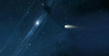 Evren yıldız ve gazla dolu. Uzak evren İllüstrasyon.  