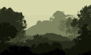 sisli ormanlık ve dağlar ile doğal soyut arka plan